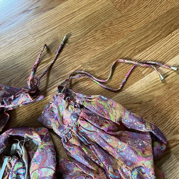 NWT Free People Paisley Chiffon Maxi Dress Silk Blend Small - Picture 10 of 15